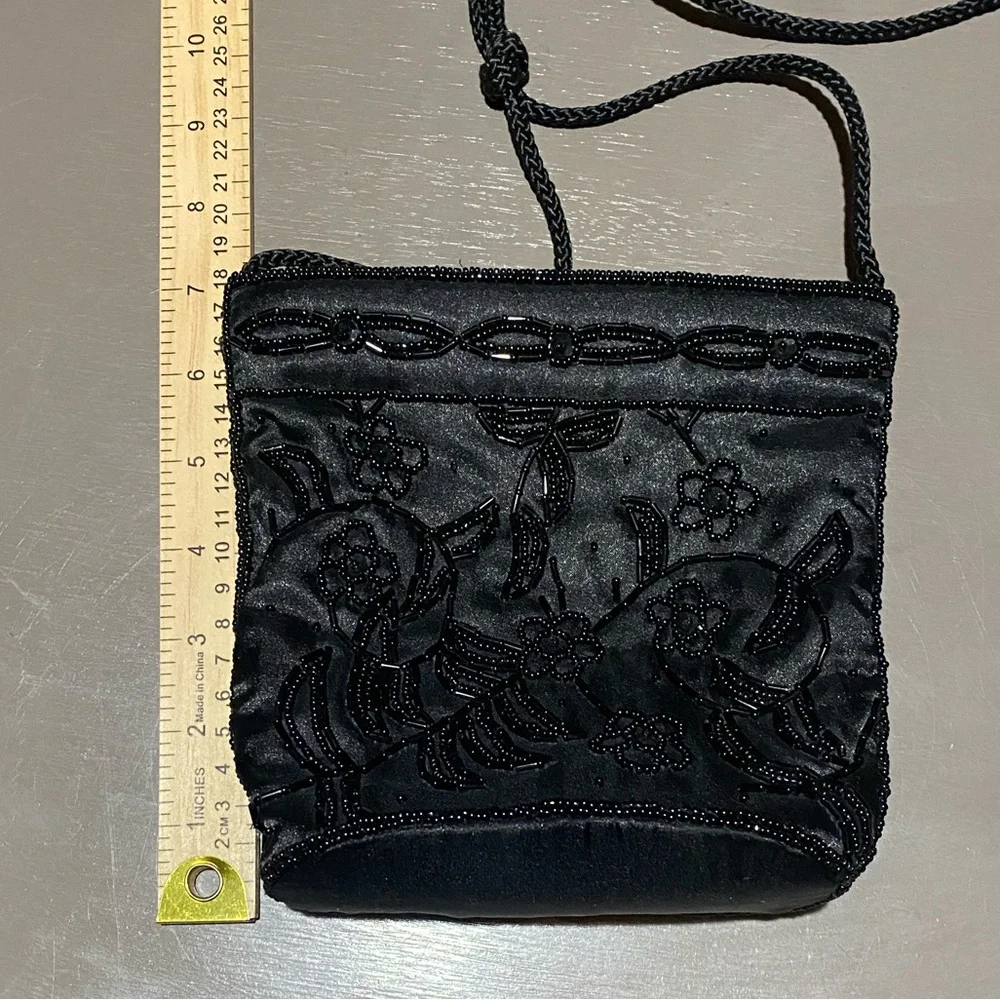 Black Floral Beaded Evening/Shoulder Bag - Picture 10 of 12